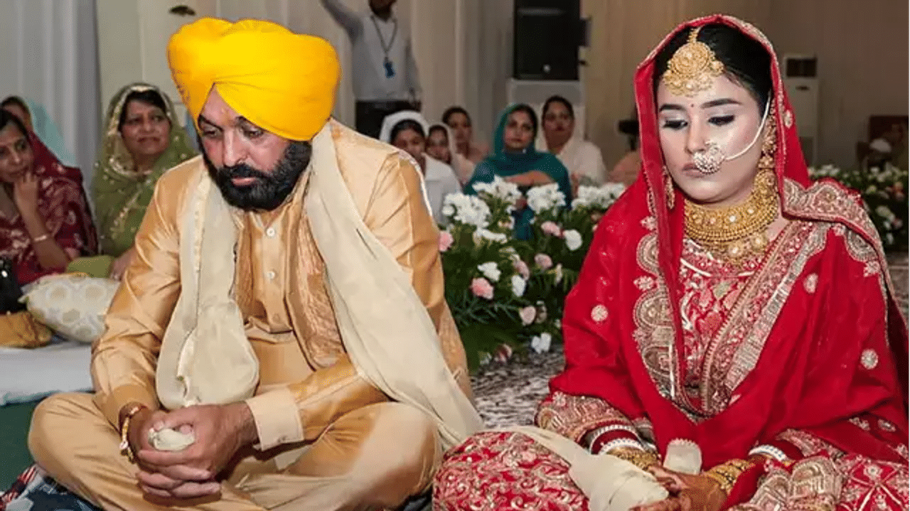 Bhagwant Mann with wife Gurpreet Kaur 